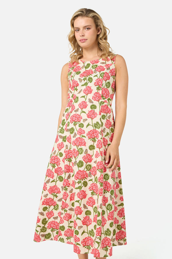 Princess Highway - Geranium Flower Midi Dress - cream