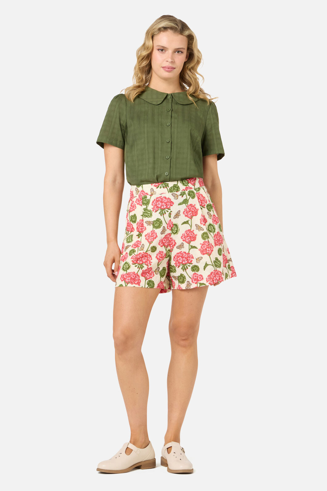 Princess Highway - Geranium Flower Short - cream