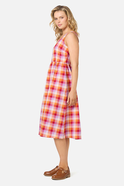 Princess Highway - Cassie Check Midi Dress - red-multi
