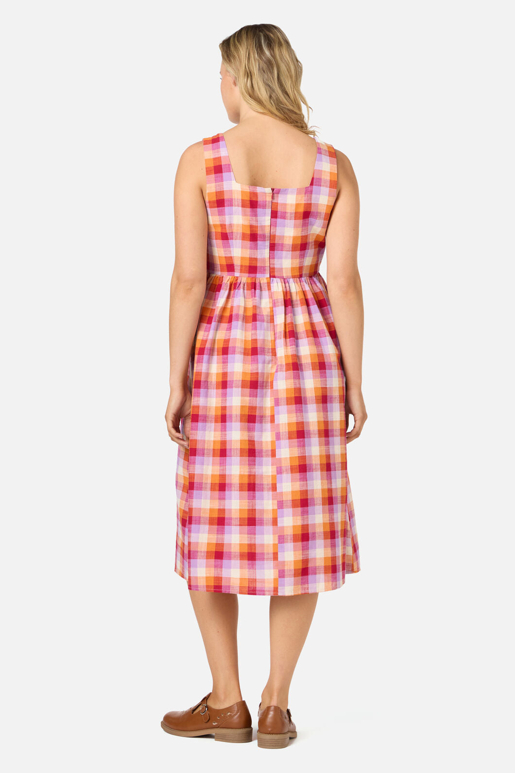 Princess Highway - Cassie Check Midi Dress - red-multi