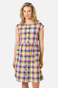 Princess Highway - Cassie Check Smock Dress - blue-multi
