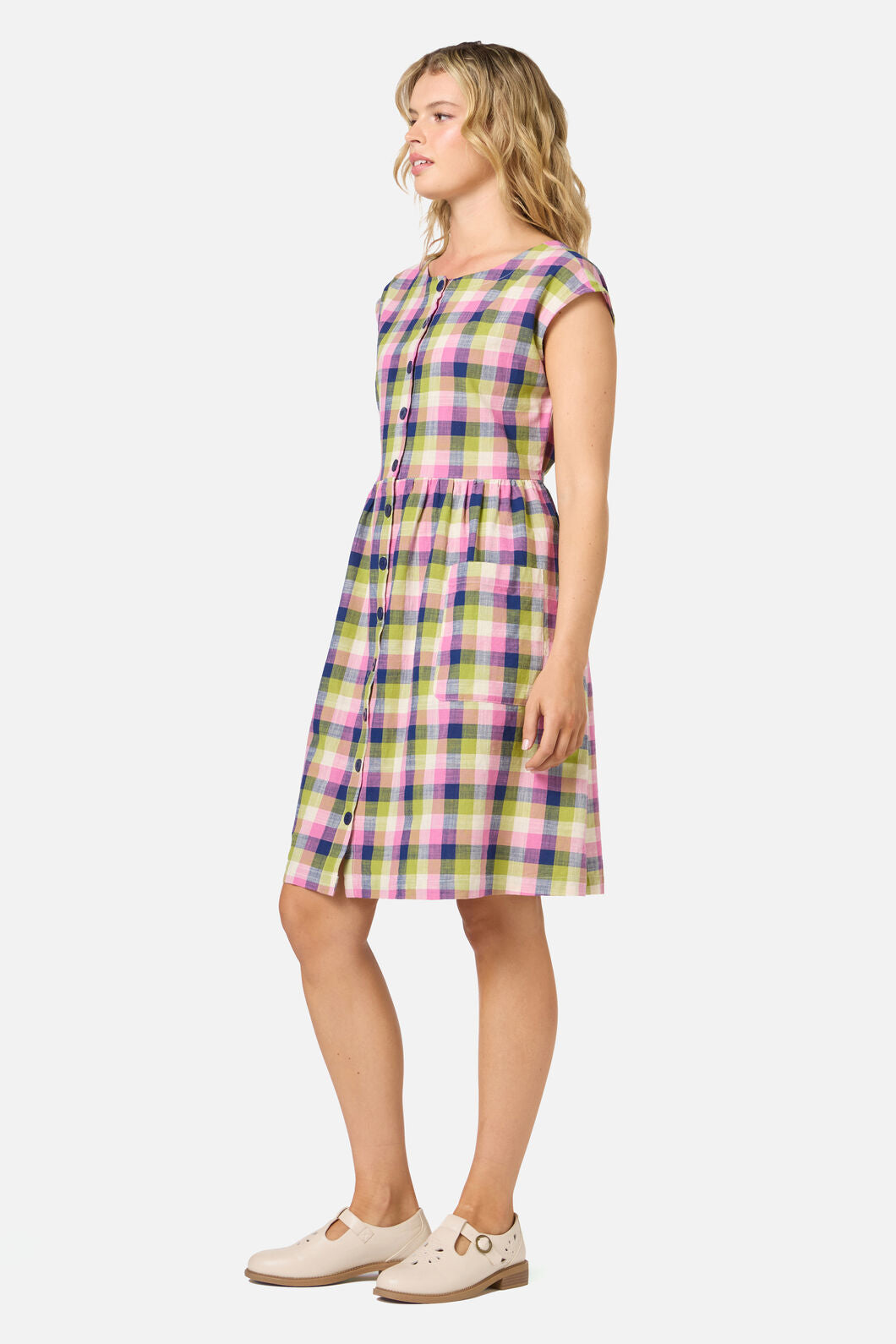 Princess Highway - Cassie Check Smock Dress - blue-multi