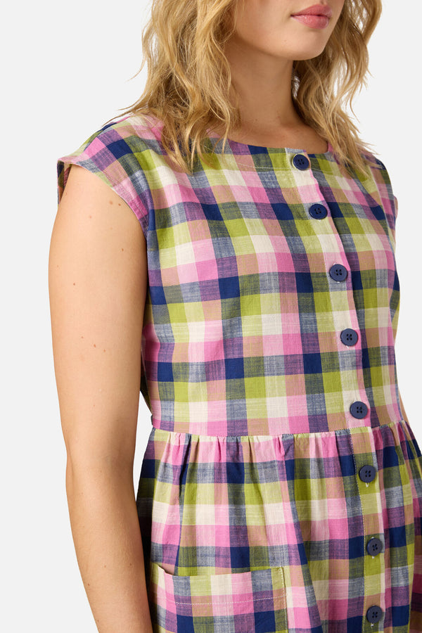 Princess Highway - Cassie Check Smock Dress - blue-multi