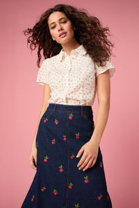 Princess Highway - Spring Ditsy Cotton Blouse - cream