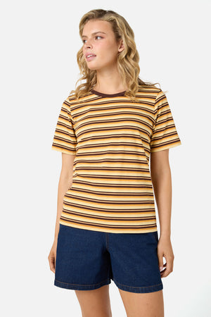 Princess Highway - Judy Retro Stripe Tee - chocolate