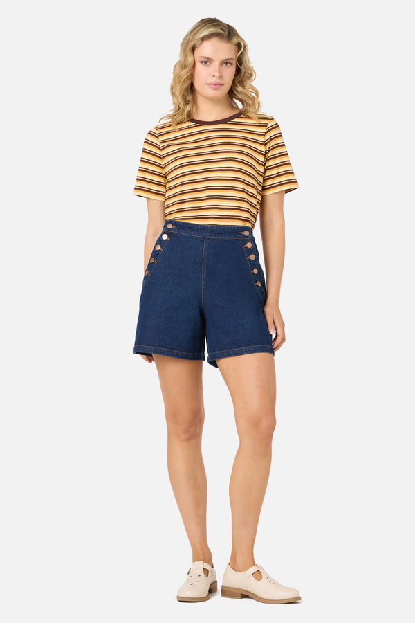 Princess Highway - Judy Retro Stripe Tee - chocolate