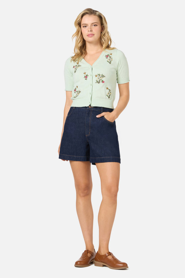 Princess Highway - Libby Bee Embroidered Cardigan - mint