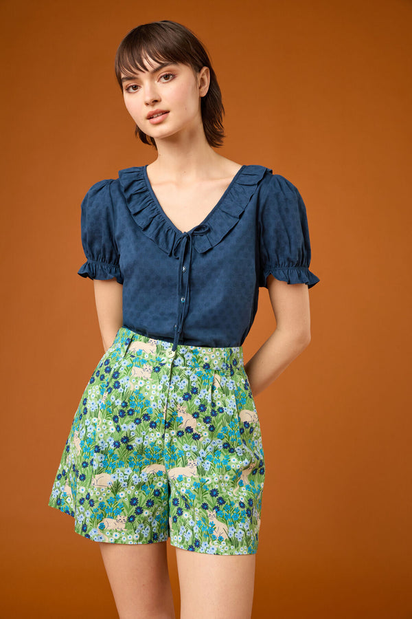 Princess Highway - Lulu Ruffle Blouse - navy