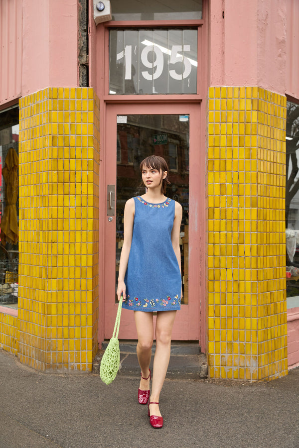 Princess Highway - Libby Bee Denim Shift Dress - blue-denim