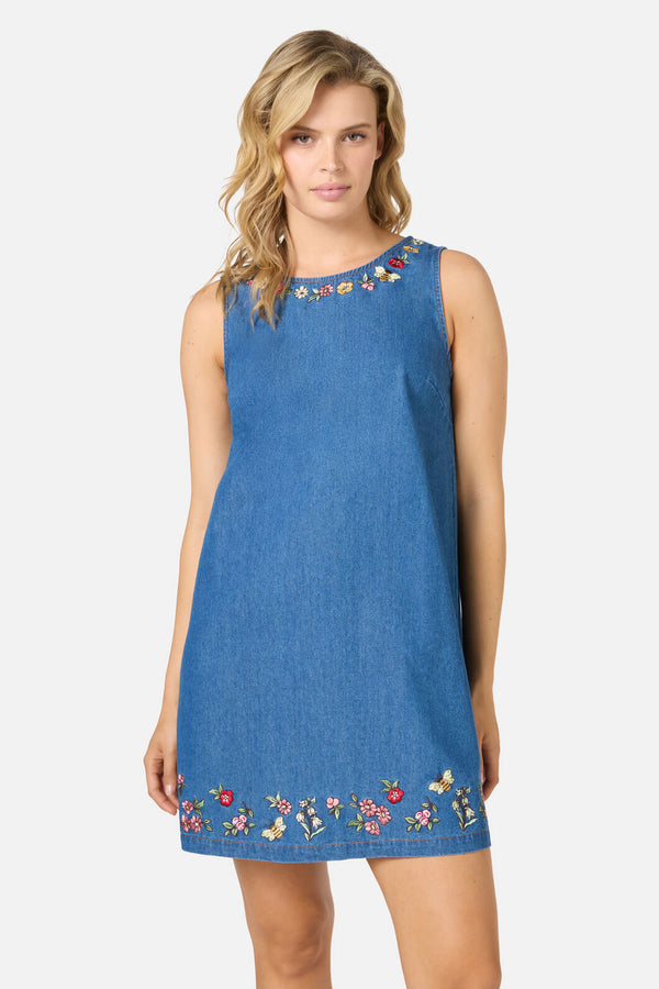 Princess Highway - Libby Bee Denim Shift Dress - blue-denim