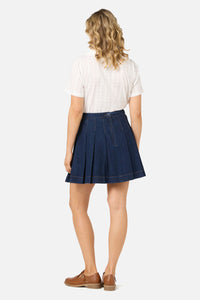 Princess Highway - Rae Pleated Denim Mini Skirt - dark-denim