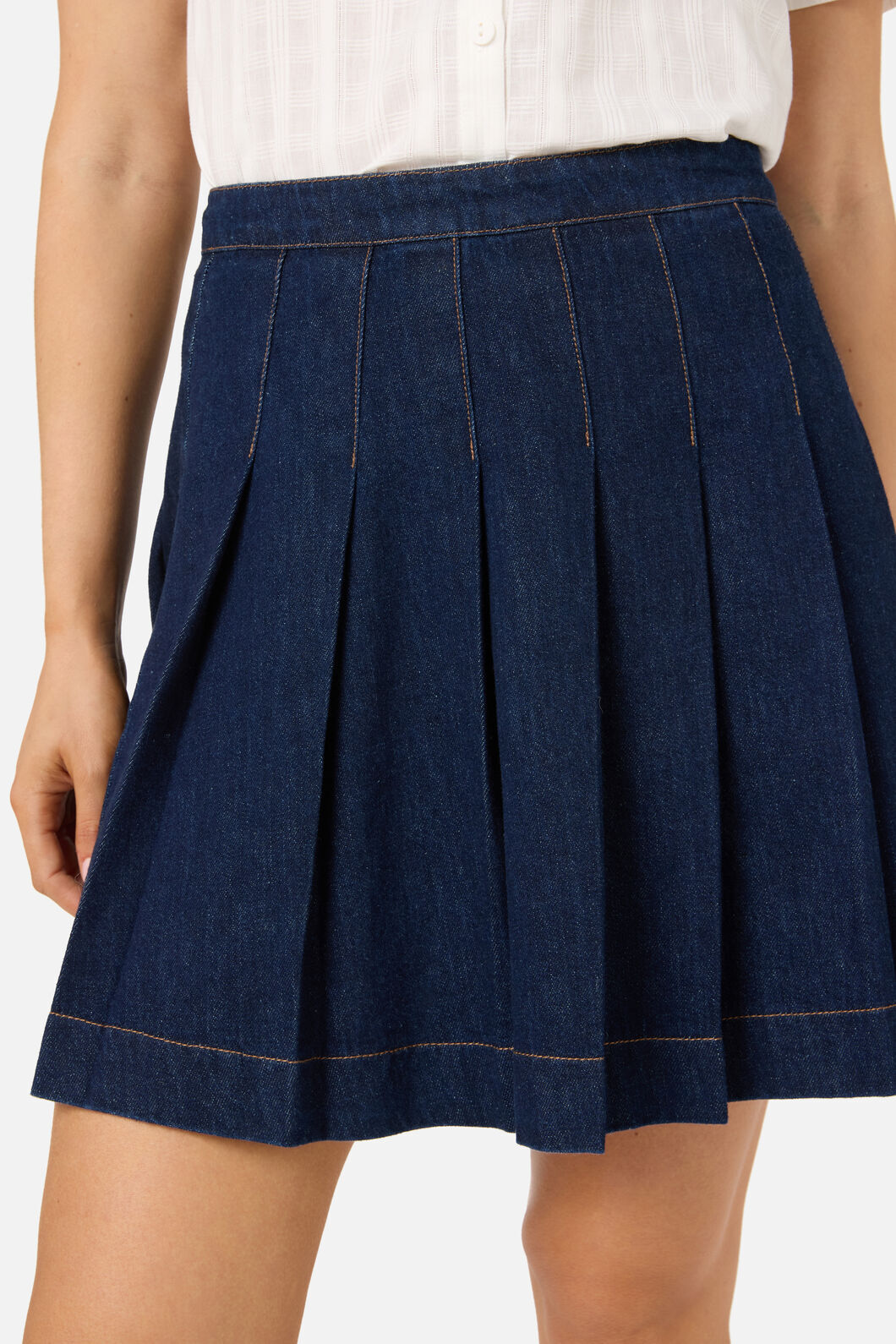 Princess Highway - Rae Pleated Denim Mini Skirt - dark-denim