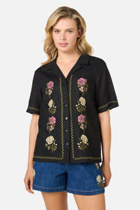 Princess Highway - Astrid Rose Embroidered Shirt - black
