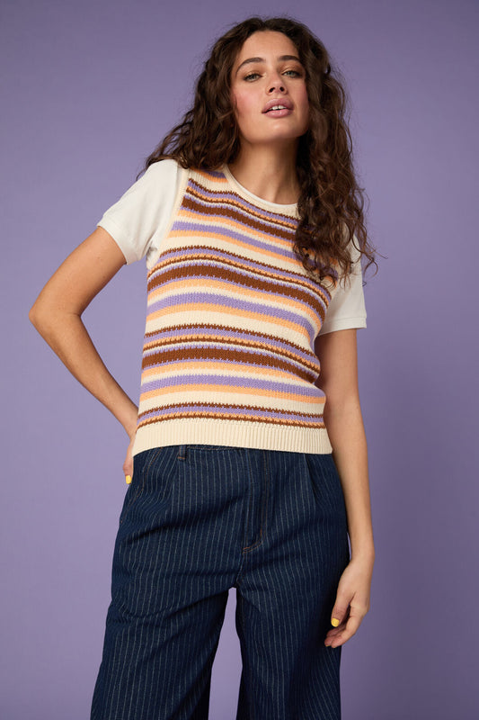 Princess Highway - Sunset Stripe Knit Tank - choco-multi