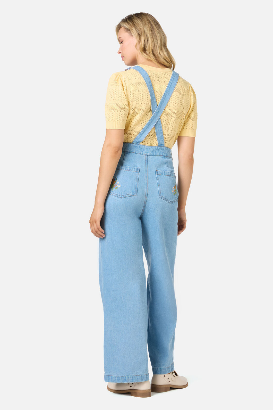 Princess Highway - Swan Embroidered Overall - blue-denim