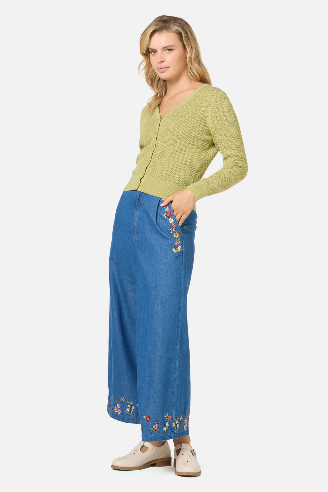 Princess Highway - Ivy Lace Knit Cardigan - soft-green