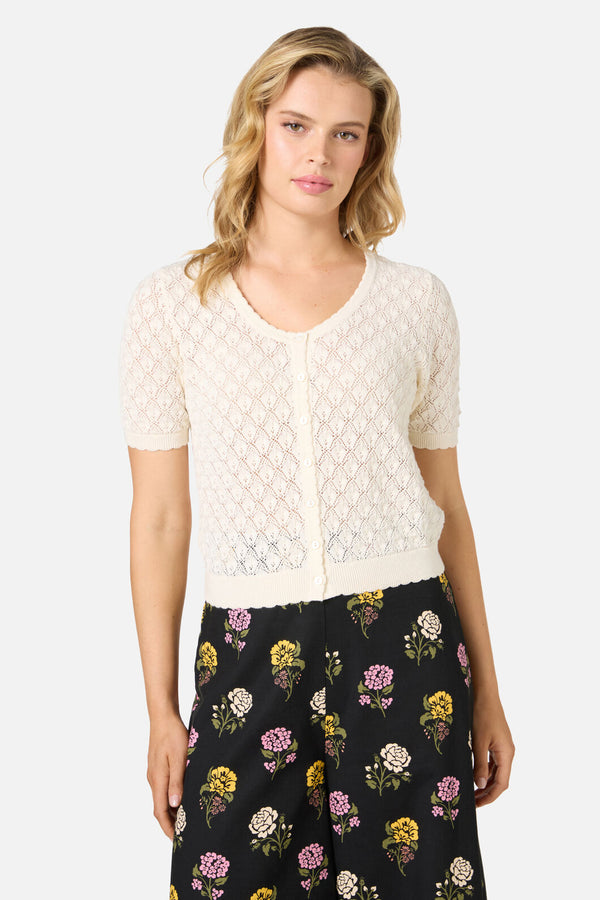Princess Highway - Lacey Short Sleeve Cardigan - cream