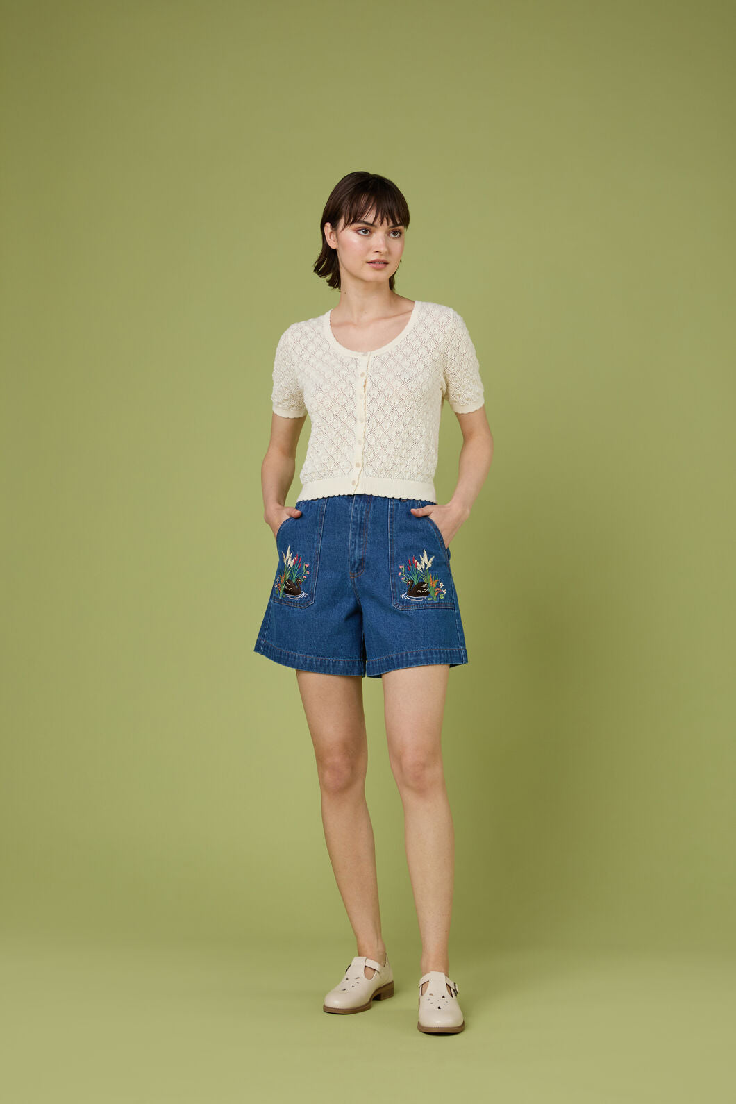 Princess Highway - Lacey Short Sleeve Cardigan - cream
