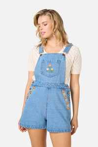 Princess Highway - Cleo Embroidered Short Overall - blue-denim