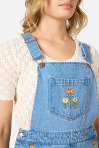 Princess Highway - Cleo Embroidered Short Overall - blue-denim