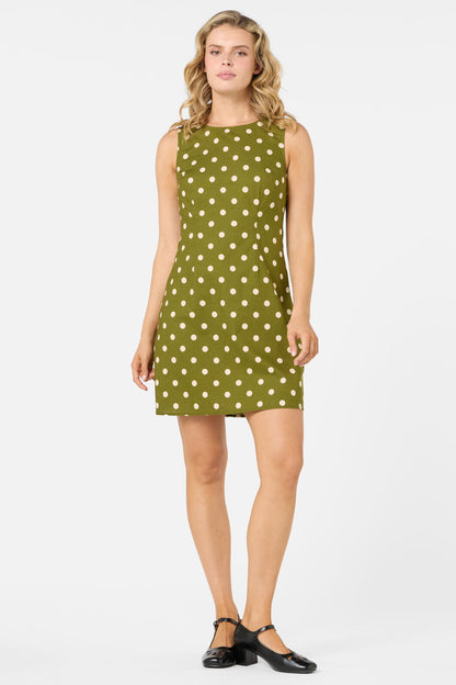 Princess Highway - Polka Dot Shift Mini Dress - olive