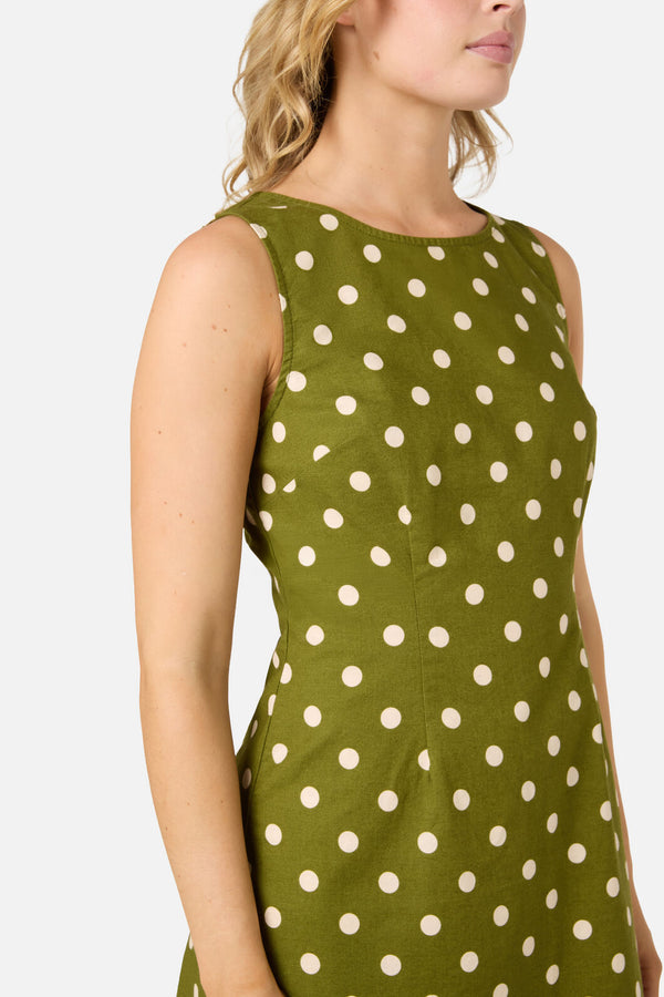 Princess Highway - Polka Dot Shift Mini Dress - olive
