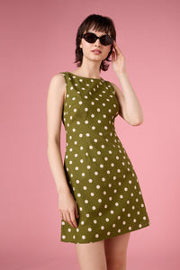 Princess Highway - Polka Dot Shift Mini Dress - olive