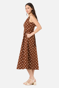 Princess Highway - Polka Dot Midi Dress - chocolate