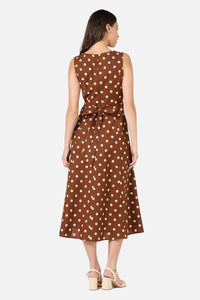 Princess Highway - Polka Dot Midi Dress - chocolate