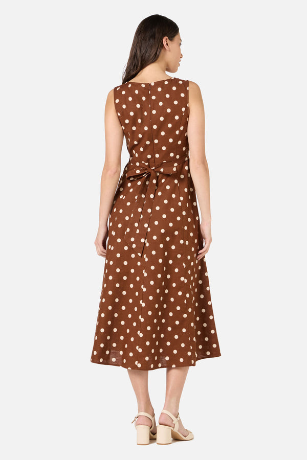Princess Highway - Polka Dot Midi Dress - chocolate