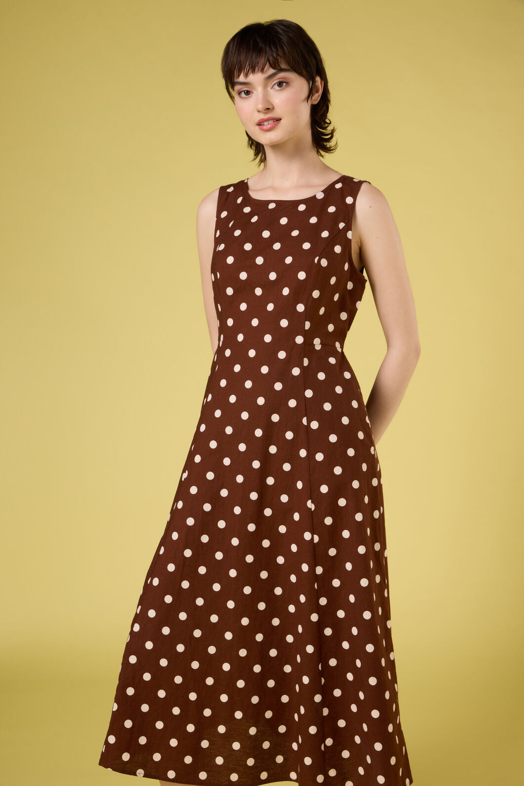 Princess Highway - Polka Dot Midi Dress - chocolate
