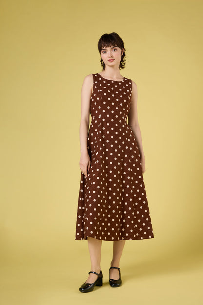 Princess Highway - Polka Dot Midi Dress - chocolate
