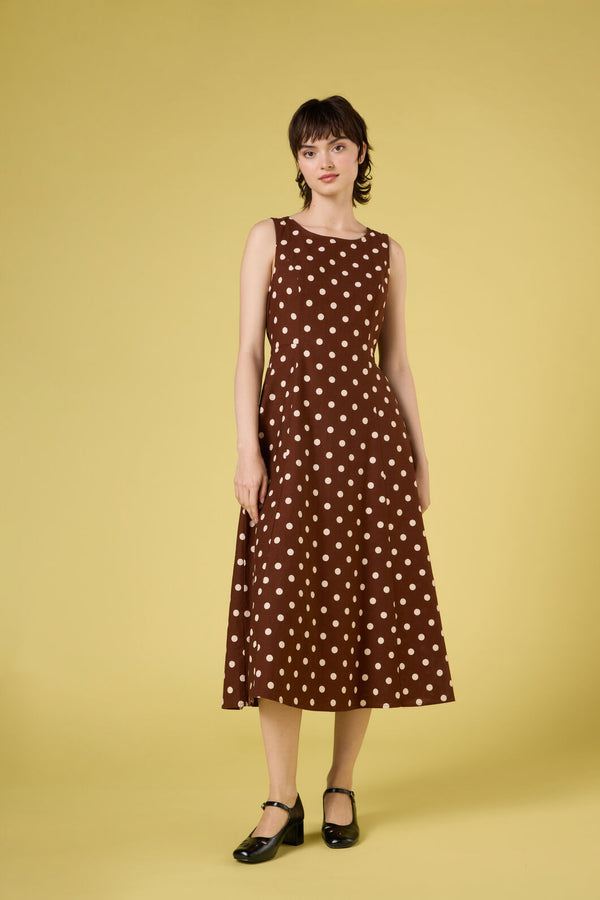 Princess Highway - Polka Dot Midi Dress - chocolate