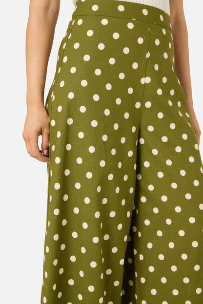 Princess Highway - Polka Dot Wide Leg Pant - olive