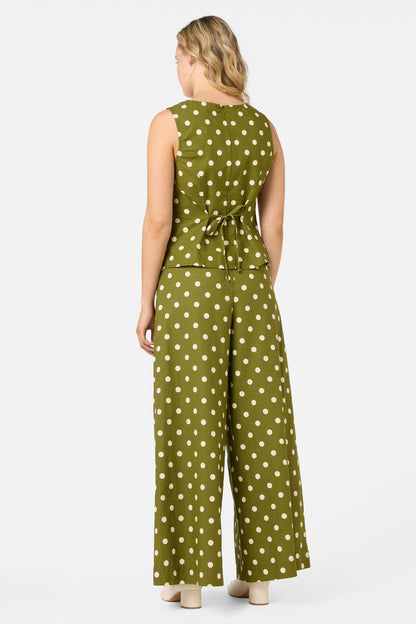 Princess Highway - Polka Dot Shell Top - olive