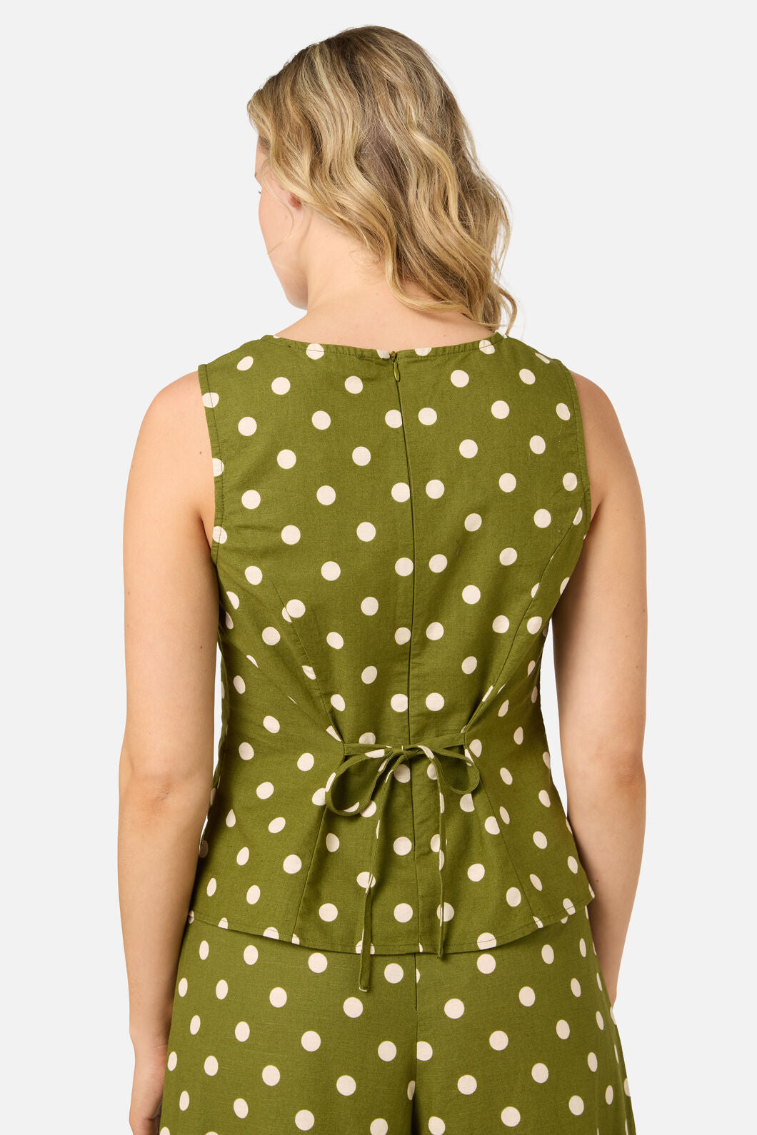 Princess Highway - Polka Dot Shell Top - olive