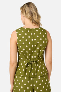 Princess Highway - Polka Dot Shell Top - olive