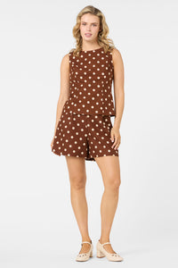 Princess Highway - Polka Dot Shell Top - chocolate