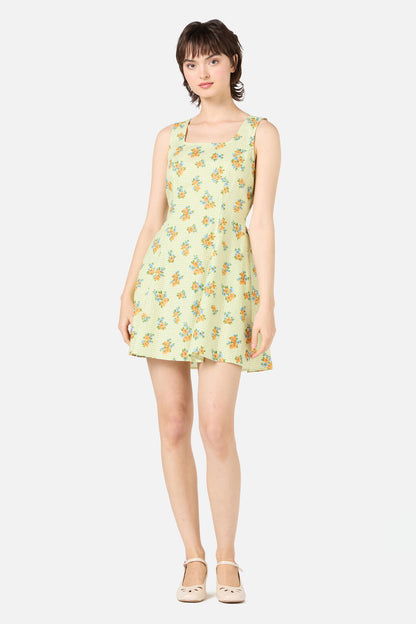 Princess Highway - Gingham Floral Shift Dress - green