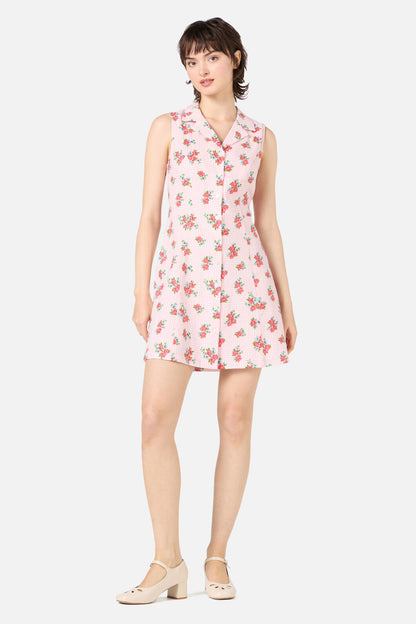 Princess Highway - Gingham Floral Shirt Dress - pink
