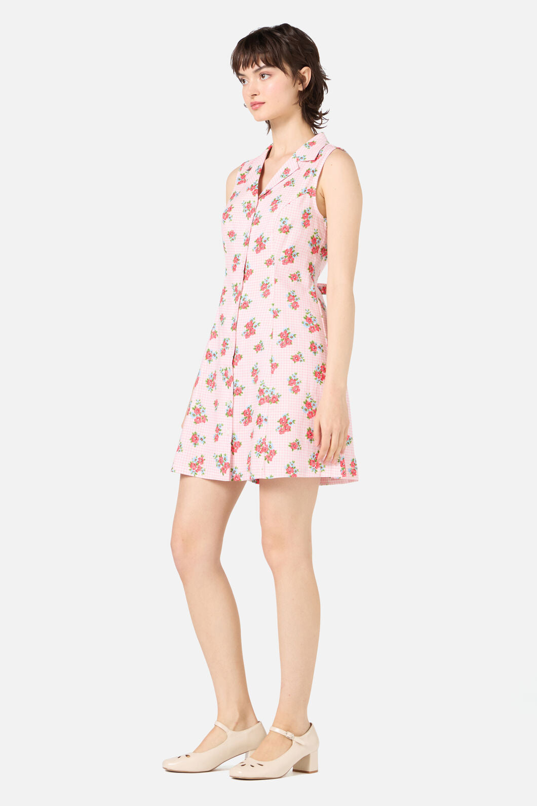 Princess Highway - Gingham Floral Shirt Dress - pink