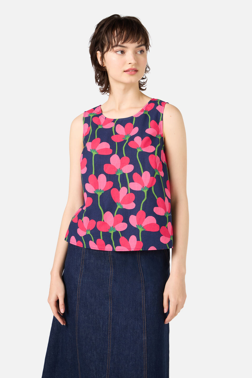 Princess Highway - Lulu Flower Shell Top - navy