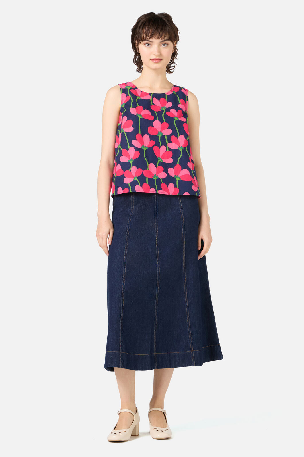 Princess Highway - Lulu Flower Shell Top - navy