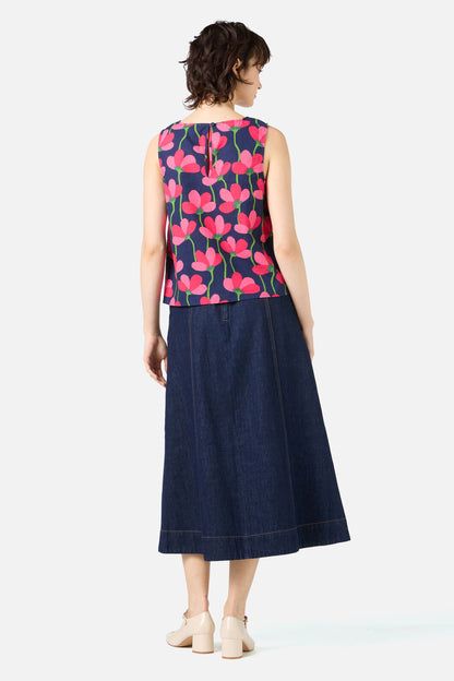 Princess Highway - Lulu Flower Shell Top - navy