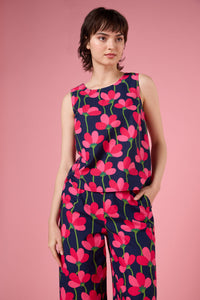 Princess Highway - Lulu Flower Shell Top - navy