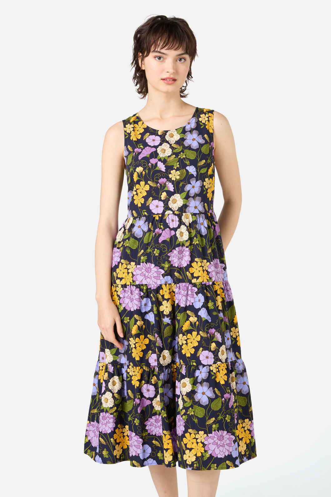 Princess Highway - Grasshopper Floral Midi Dress - navy