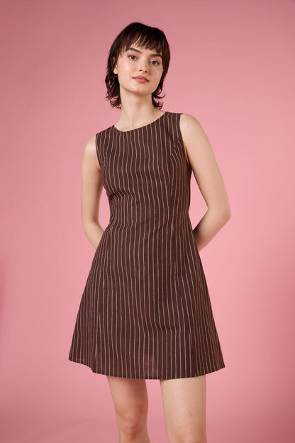 Princess Highway - Frankie Pinstripe Shift Dress - chocolate
