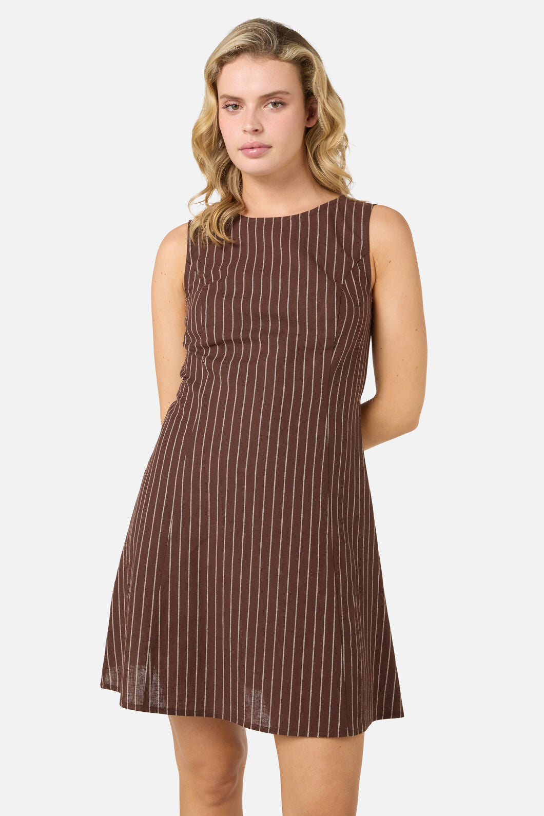 Princess Highway - Frankie Pinstripe Shift Dress - chocolate