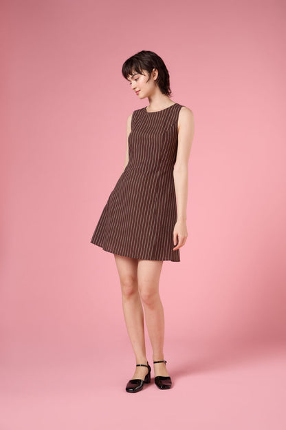 Princess Highway - Frankie Pinstripe Shift Dress - chocolate