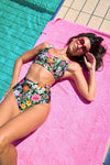 Princess Highway - Floral Field Bikini Top - black